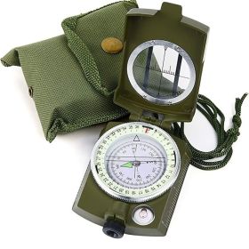 Military Lensatic Sighting Compass; Survival Tactical Backpacking Compact; Handheld Gear With Carry Bag; Waterproof Compass For Hiking Camping Hunting