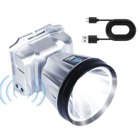 Rechargeable Headlamp High Power Headlight Torch Flashlight with Motion Sensor 3 Light Modes for Fishing Running Camping Hiking