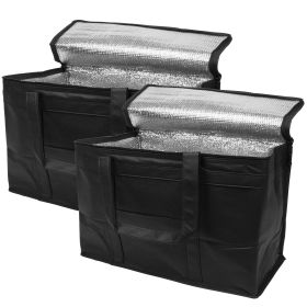 Black Insulated Food Delivery Bag 23 x 14.5 x 15 Inches, Insulated Grocery Bags with Zippered Top