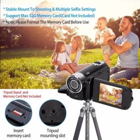 HD 1080P Digital Video Camcorder 2.7in 16X Zoom DV Camera 270Â° Rotation Rechargeable Kid Camera w/Fill Light Selfie