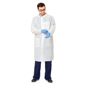 White Disposable Lab Coat Women and Men 3X Large Size Pack of 10 SPP Disposable Lab Coats for Adults with Cut Wrists Front Snaps Pockets Low Lint Plas