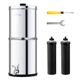 VEVOR 1.5G Gravity-fed Water Filter Countertop System Stainless Steel 2 Filters