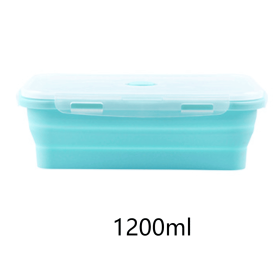 Foldable Silicone Lunch Box Microwaveable Bento Box Fruit Preservation Box Picnic Portable Lunch Box (size: 1200ml)