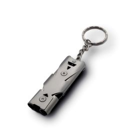 Stainless Whistle Double Tube Lifesaving Emergency SOS Outdoor Survival Whistle (Color: grey)