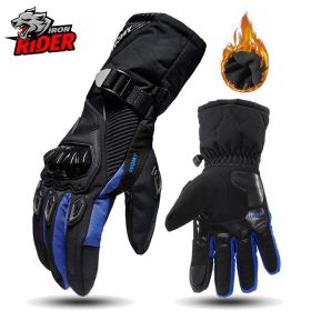 Motorcycle Gloves Windproof Waterproof Guantes Moto Men Motorbike Riding Gloves Touch Screen Moto Motocross Gloves Winter (Color: WP-02 Blue Gloves, size: L)