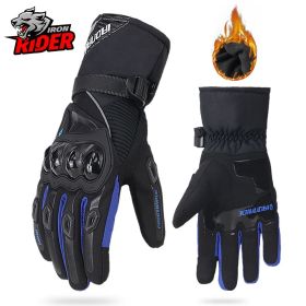 Motorcycle Gloves Windproof Waterproof Guantes Moto Men Motorbike Riding Gloves Touch Screen Moto Motocross Gloves Winter (Color: WN-01 Blue Gloves, size: M)