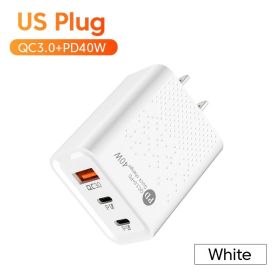 Quick Charge 3.0 60W USB Type C Charger 3 Port PD Phone Charger Adapter For IPhone Samsung Xiaomi Huawei EU/US Plug Wall Charger (Plug Type: US White)