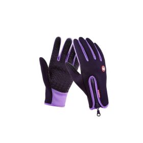 Women's Cold Winter Ski Camping Screen Touch Warm Gloves For Outdoor (Color: Purple, size: L)