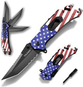 Pocket Knife With Clip, Folding Knife, Pocket Knife for Men,Sharp Hiking Camping Fishing Work Outdoor Survival Men knives (Color: Flag)