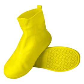 Waterproof Shoe Covers Reusable Not-Slip Rain Shoe Covers Protectors Foldable TPE Rubber Shoe Protectors For Men Women Kids (Color: Yellow, size: XXL)